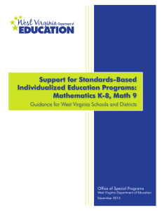 Support for Standards-Based Individualized Education Programs: Mathematics K-8, Math 9