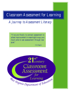 Classroom Assessment for Learning A Journey to Assessment Literacy