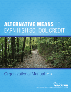 ALTERNATIVE MEANS EARN HIGH SCHOOL CREDIT Organizational Manual 2015