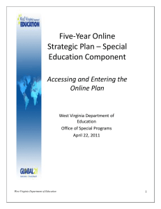 Five-Year Online Strategic Plan – Special Education Component Accessing and Entering the