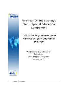 Five-Year Online Strategic Plan – Special Education Component IDEA 2004 Requirements and