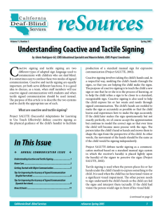 reSources C Understanding Coactive and Tactile Signing Deaf-Blind