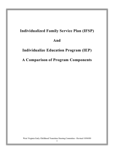 Individualized Family Service Plan (IFSP) And Individualize Education Program (IEP)