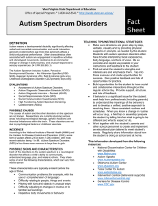 Autism Spectrum Disorders Fact Sheet