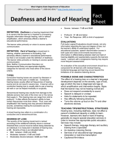 Deafness and Hard of Hearing  Fact Sheet