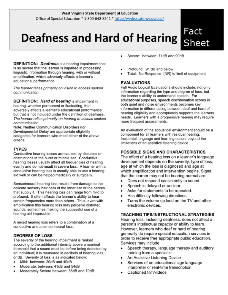 Medical Term For Hard Of Hearing