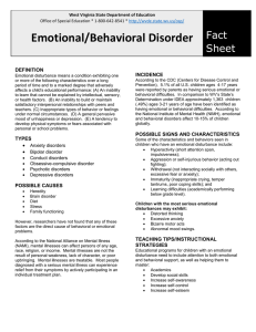 Emotional/Behavioral Disorder Fact Sheet