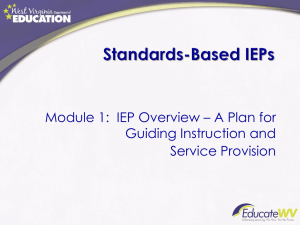 Module 1:  IEP Overview – A Plan for Service Provision