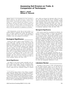 Assessing Soil Erosion on Trails: A Comparison of Techniques Mark C. Jewell