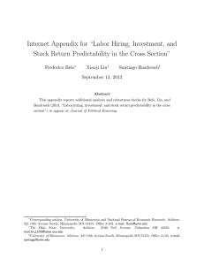 Internet Appendix for “Labor Hiring, Investment, and