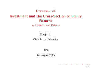 Discussion of Investment and the Cross-Section of Equity Returns by Clementi and Palazzo