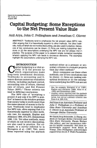 Capital Budgeting: Some Exceptions to the Net Present Value Rule