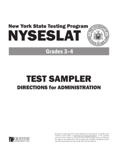 NYSESLAT TEST SAMPLER Grades 3–4 York