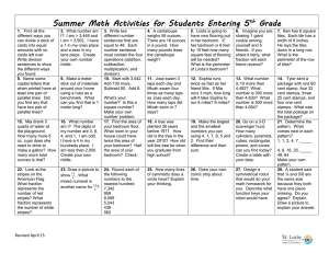 Summer Math Activities for Students Entering 5 Grade th
