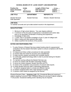 SCHOOL BOARD OF ST. LUCIE COUNTY JOB DESCRIPTION Position No Salary Schedule