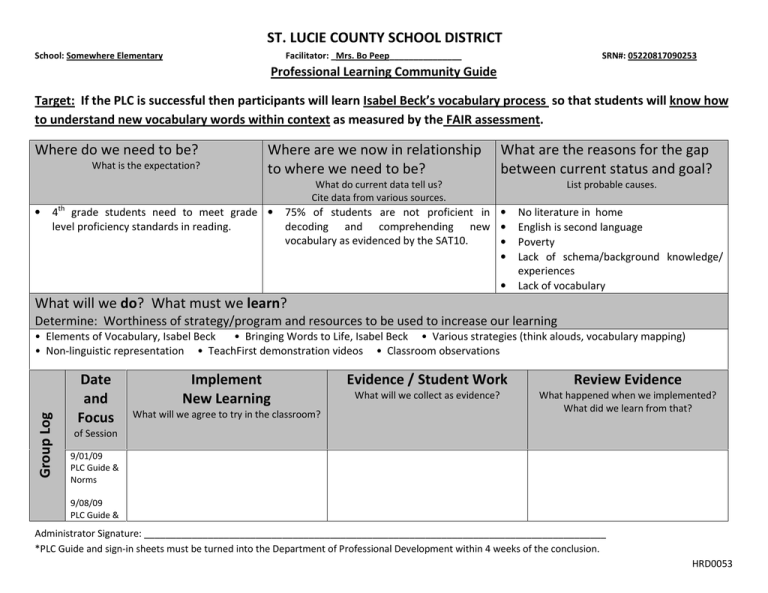 ST LUCIE COUNTY SCHOOL DISTRICT