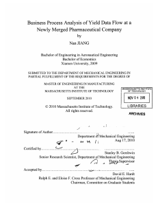 Business  Process  Analysis  of Yield  Data... Newly  Merged  Pharmaceutical Company NOV  0 4