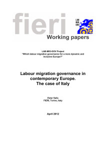 Labour migration governance in contemporary Europe. The case of Italy