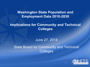 Washington State Population and Employment Data 2010-2030 Implications for Community and Technical Colleges
