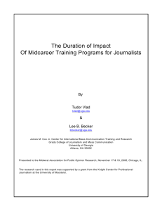 The Duration of Impact Of Midcareer Training Programs for Journalists By Tudor Vlad