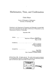 Mathematics,  Time,  and  Confirmation Ulrich  Meyer