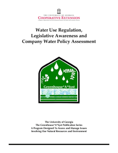 Water Use Regulation, Legislative Awareness and Company Water Policy Assessment