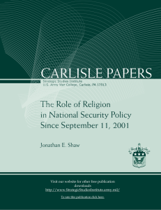 CARLISLE PAPERS The Role of Religion in National Security Policy