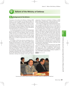 22 Reform of the Ministry of Defense 1 Background of the Reform