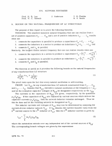 XVI. NETWORK  SYNTHESIS J. Anderson V. K. Prabhu