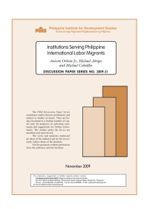 Institutions Serving Philippine International Labor Migrants Aniceto Orbeta Jr., Michael Abrigo