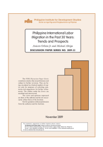 Philippine International Labor Migration in the Past 30 Years: Trends and Prospects