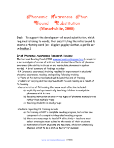 Phonemic Awareness Phun Sound  Substitution (Musselwhite, 2008)