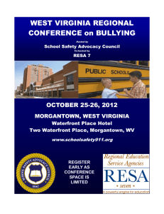 WEST VIRGINIA REGIONAL CONFERENCE on BULLYING OCTOBER 25-26, 2012