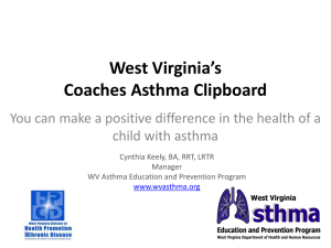 West Virginia’s Coaches Asthma Clipboard child with asthma