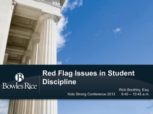 Red Flag Issues in Student Discipline Rick Boothby, Esq. – 10:45 a.m.
