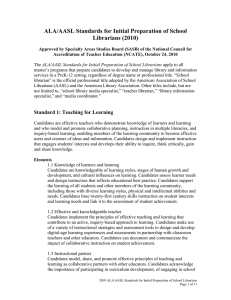 ALA/AASL Standards for Initial Preparation of School Librarians (2010)