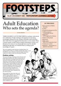 FOOTSTEPS Adult Education Who sets the agenda? No.29  DECEMBER 1996