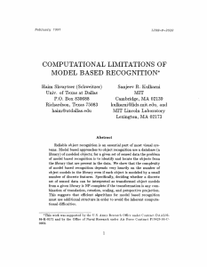 COMPUTATIONAL  LIMITATIONS  OF MODEL  BASED  RECOGNITION*