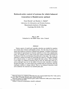 Reduced-order  control  of  systems  for ... truncation is  Hankel-norm  optimal