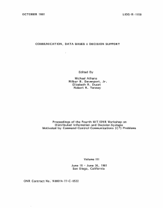 OCTOBER  1981 LIDS-R-1158 COMMUNICATION,  DATA  BASES DECISION  SUPPORT