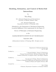 Modeling, Estimation, and Control of Robot-Soil Interactions Won Hong by