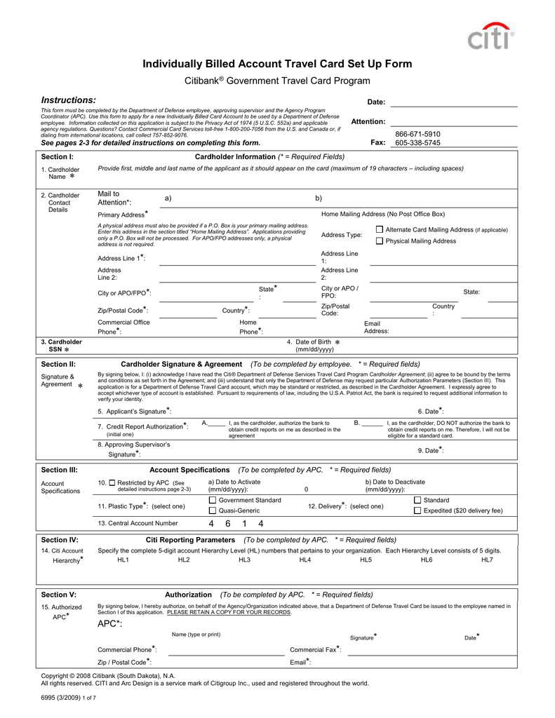 citibank government travel card statement of understanding