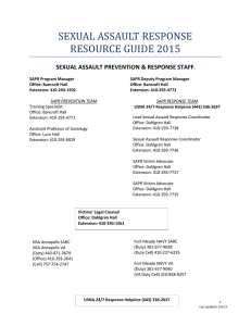 SEXUAL ASSAULT RESPONSE RESOURCE GUIDE 2015 SEXUAL ASSAULT PREVENTION &amp; RESPONSE STAFF