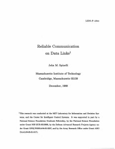 Reliable  Communication on  Data Links 1