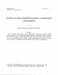 FINDING  MAXIMAL  BENEFIT/MAXIMAL  CARDINALITY ASSIGNMENTS