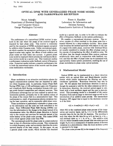 OPTICAL  DPSK  WITH  GENERALIZED  PHASE ... AND  NARROWBAND  RECEPTION Pierre  A.  Humblet