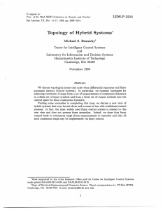 Topology  of  Hybrid Systems*