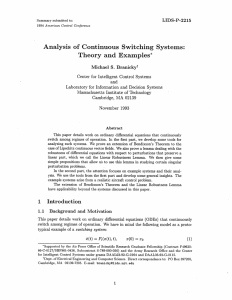 Analysis  of  Continuous  Switching  Systems: