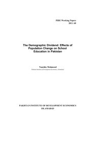 The Demographic Dividend: Effects of Population Change on School Education in Pakistan