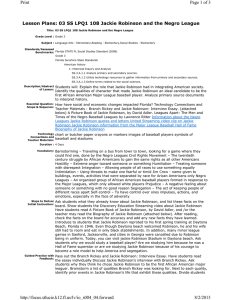 Lesson Plans: 03 SS LPQ1 108 Jackie Robinson and the... Page 1 of 3 Print